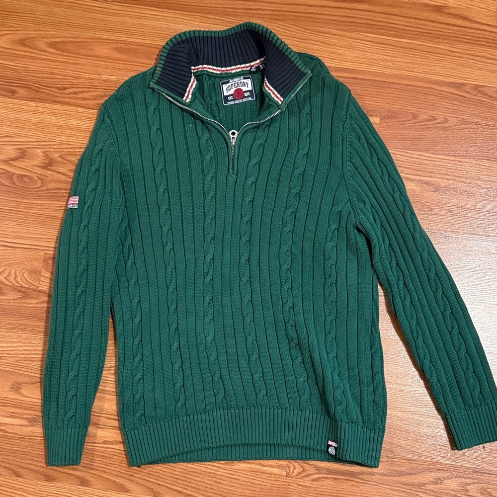 Superdry Green Knitted Rugby Henley
